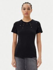 Silvian Heach T-Shirt GPP25070TS Czarny Regular Fit. Czarne t-shirty damskie Silvian Heach, s, bez wzorów, z bawełny, bez kołnierzyka, bez ramiączek. Za 79.99 zł.