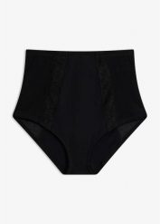 Figi panty o średnim stopniu modelowania, z bawełną. Czarne majtki damskie bonprix, z bawełny. Za 84.99 zł.