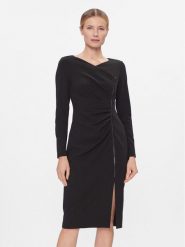 DKNY Sukienka koktajlowa DD3J1493 Czarny Regular Fit. Czarne sukienki damskie DKNY, bez wzorów, z syntetyku, wizytowe, bez kołnierzyka, bez ramiączek. Za 589.99 zł.