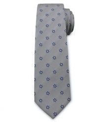 Męski Krawat Chattier - Stalowy, Drobne Kwiatki. Szare krawaty i muchy Chattier, bez wzorów, z tkaniny, eleganckie. Za 49.00 zł.