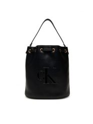 Calvin Klein Torebka Bold Ck Large Bucket Bag LV04F3232G Czarny. Czarne torebki wizytowe damskie Calvin Klein, bez wzorów, ze skóry, bez dodatków. Za 419.99 zł.
