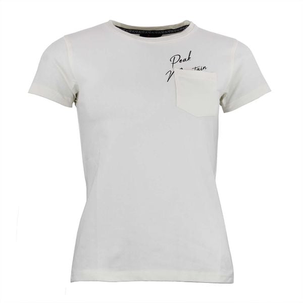 Koszulka damska Peak Mountain Ajojo. Białe bluzki damskie Peak Mountain, bez wzorów, casualowe, bez kołnierzyka, bez ramiączek. W wyprzedaży za 127.00 zł.