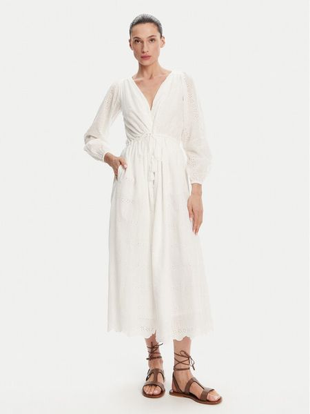 Pepe Jeans Sukienka letnia Deepty PL953693 Biały Regular Fit. Białe sukienki damskie Pepe Jeans, na lato, xl, bez wzorów, z bawełny, bez kołnierzyka, bez ramiączek. Za 349.99 zł.