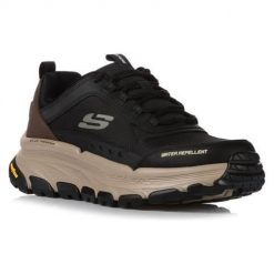 Buty do chodzenia męskie Skechers Dlux Trekker. Czarne buty sportowe męskie Skechers, bez wzorów, z materiału, bez zapięcia, trekkingowe. Za 517.00 zł.