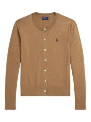 Polo Ralph Lauren Kardigan 211971871007 Beżowy Slim Fit. Brązowe kardigany damskie Polo Ralph Lauren, l, bez wzorów, z bawełny, bez kołnierzyka. Za 859.99 zł.