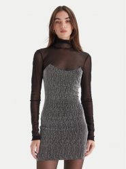 Simona Corsellini Sukienka koktajlowa A25CEAB10601 Srebrny Slim Fit. Szare sukienki damskie SIMONA CORSELLINI, bez wzorów, z syntetyku, wizytowe, bez kołnierzyka, bez ramiączek. Za 1,259.00 zł.