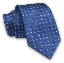 Granatowo-Miętowy Elegancki Męski Krawat -ALTIES- 7cm, Stylowy, Klasyczny, Wzór Geometryczny. Niebieskie krawaty i muchy Alties, bez wzorów, z tkaniny, eleganckie. Za 49.00 zł.