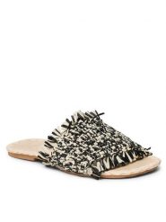 Manebi Klapki Fringed Knots Raffia Leather Sandals V 3.4 Y0 Czarny. Czarne klapki damskie Manebi, bez wzorów, z tworzywa sztucznego, bez obcasa, bez zapięcia. Za 429.99 zł.