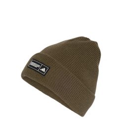 CZAPKA ESSENTIALS TYPU BEANIE Z WYWINIĘTYM BRZEGIEM. Białe czapki damskie Adidas, bez wzorów, z dzianiny, eleganckie. Za 89.95 zł.