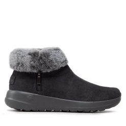 Botki Skechers. Szare botki damskie Skechers, bez wzorów, bez obcasa, na płaskiej podeszwie, bez zapięcia. Za 319.99 zł.