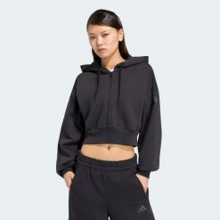 Bluza damska ADIDAS na suwak. Bluzy damskie Adidas, m, bez wzorów, z bawełny, bez ramiączek, z kapturem. Za 269.99 zł.