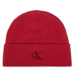 Czapka Calvin Klein. Czerwone czapki męskie Calvin Klein, na zimę, bez wzorów. Za 129.99 zł.