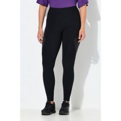Damskie Legginsy funkcyjne prążkowany dżersej kieszeń na zamek z recyklingu. Czarne legginsy damskie Ulla Popken, bez wzorów, z dżerseju. Za 239.99 zł.