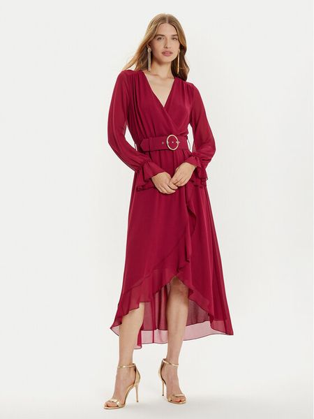 Rinascimento Sukienka koktajlowa CFC0121218003 Bordowy Regular Fit. Czerwone sukienki damskie Rinascimento, xs, bez wzorów, z syntetyku, wizytowe, bez kołnierzyka, bez ramiączek. Za 479.99 zł.