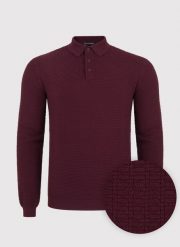 PAKO LORENTE – Bawełniany sweter polo w kolorze bordowym P23WF-2X-010-D-0. Czerwone swetry męskie Pako Lorente, m, bez wzorów, z bawełny, bez kołnierzyka, bez ramiączek. Za 149.99 zł.