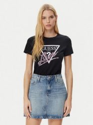 Guess T-Shirt W5GI05 I3Z14 Czarny Regular Fit. Czarne t-shirty damskie Guess, xs, z aplikacjami, z bawełny, bez kołnierzyka, bez ramiączek. Za 129.99 zł.