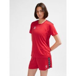 Damski jersey Hummel Authentic Pl. Czerwone koszulki sportowe damskie Hummel, bez wzorów, z jersey, bez ramiączek, do piłki nożnej. Za 161.00 zł.