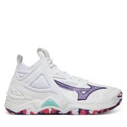 Buty halowe Mizuno. Białe obuwie sportowe damskie Mizuno, bez wzorów, bez zapięcia, mizuno wave. Za 479.99 zł.