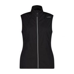 Damska kurtka bez rękawów CMP. Czarne kurtki sportowe damskie CMP, m, bez wzorów, z softshellu, bez ramiączek, bez kaptura, trekkingowe. Za 309.00 zł.