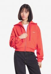 Bluza sportowa damska Prosto Bomb z kapturem. Czerwone bluzy damskie Prosto., m, z aplikacjami, z bawełny, klasyczne, bez ramiączek, z kapturem. Za 210.99 zł.