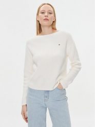 Tommy Hilfiger Sweter WW0WW40345 Écru Relaxed Fit. Swetry nierozpinane damskie Tommy Hilfiger, m, bez wzorów, z bawełny, bez kołnierzyka, bez ramiączek. Za 599.99 zł.