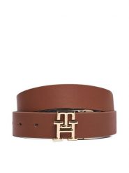 Tommy Hilfiger Pasek Th Logo 3.0 Mono Rev AW0AW19140 Brązowy. Brązowe paski damskie Tommy Hilfiger, bez wzorów, ze skóry. Za 309.99 zł.
