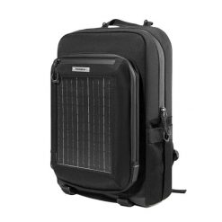 Plecak rowerowy z panelem solarnym. Czarne plecaki męskie ROCKBROS, bez wzorów. Za 419.99 zł.