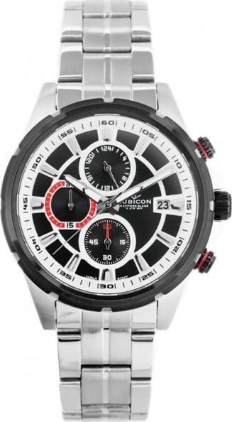 Zegarek Rubicon ZEGAREK MĘSKI RUBICON RNDE09 (zr101b) chronograf szafirowe szkło. Niebieskie zegarki męskie Rubicon, bez wzorów, szklane. Za 336.86 zł.