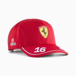 Czapka z daszkiem Puma Leclerc Scuderia Ferrari HP. Czerwone czapki damskie Puma, bez wzorów, sportowe. Za 197.00 zł.