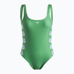 Strój kąpielowy jednoczęściowy damski ROXY Totally Iconic. Zielone stroje kąpielowe damskie Roxy, l, bez wzorów, z elastanu. Za 179.99 zł.