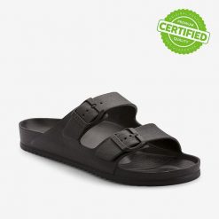 Klapki męskie Coqui - lekkie i wygodne kapcie. Czarne klapki męskie Coqui, bez wzorów, z materiału, bez zapięcia. Za 129.99 zł.