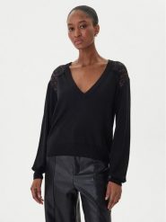 ICONA Sweter RI5NT074 Czarny Regular Fit. Czarne swetry nierozpinane damskie ICONA, m, bez wzorów, z wełny, bez kołnierzyka, bez ramiączek. Za 679.99 zł.