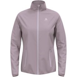 Kurtka techniczna damska ODLO Essential Light Jacket. Fioletowe kurtki sportowe damskie ODLO, bez wzorów, z materiału, bez ramiączek, bez kaptura, trekkingowe. W wyprzedaży za 259.35 zł.