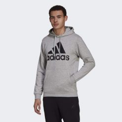 Bluza z kapturem adidas Essentials Fleece Big Logo, Mężczyźni. Czarne bluzy męskie Adidas, m, bez wzorów, z bawełny, z kapturem, na fitness i siłownię. Za 182.00 zł.