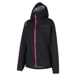 Damska kurtka wodoodporna La Sportiva Pocketshell. Czarne kurtki sportowe damskie La Sportiva, m, bez wzorów, z poliamidu, bez ramiączek, bez kaptura, do biegania. Za 709.00 zł.