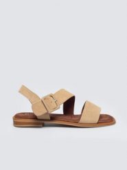 Sandały damskie ze skóry naturalnej zamszowej beżowe TT274491 801. Brązowe sandały damskie BIG STAR, bez wzorów, z gumy, bez obcasa, bez zapięcia. Za 179.99 zł.