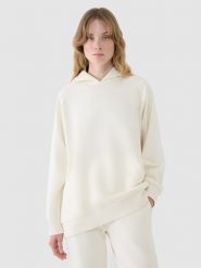 4F Bluza dresowa nierozpinana z kapturem damska - biała M. Białe bluzy damskie 4F, m, bez wzorów, z bawełny, klasyczne, bez ramiączek, z kapturem. W wyprzedaży za 79.99 zł.