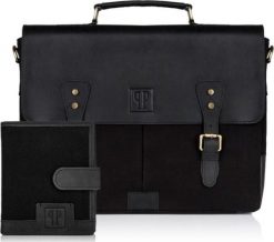 Paolo Peruzzi ZESTAW PAOLO PERUZZI: PORTFEL MĘSKI T-04 +TORBA MĘSKA T-07 ZUP-06-BL. Portfele męskie Paolo Peruzzi, bez wzorów. Za 472.59 zł.