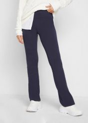 Legginsy z poszerzanymi nogawkami. Niebieskie legginsy damskie bonprix, bez wzorów. Za 69.99 zł.