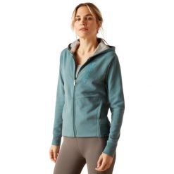 Bluza damska z kapturem Ariat Team Logo. Niebieskie bluzy damskie Ariat, bez wzorów, z bawełny, bez ramiączek, z kapturem. Za 390.50 zł.