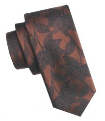 Elegancki i Modny Męski Krawat - Angelo di Monti - Duże Kwiaty, Brązowe Tło. Brązowe krawaty i muchy Angelo di Monti, bez wzorów, z tkaniny, eleganckie. Za 45.00 zł.
