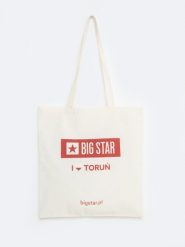 Torba bawełniana unisex ToruŅ 102. Białe torby podróżne damskie BIG STAR, z aplikacjami, z bawełny, na ramię. Za 4.99 zł.