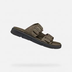 Sandały GEOX U XAND 2S Zielony. Zielone sandały męskie Geox, na lato, bez wzorów, ze skóry, bez zapięcia. Za 332.99 zł.