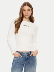 Guess Jeans T-Shirt W5RI58 KA0H1 Biały Regular Fit. Białe t-shirty damskie Guess Jeans, m, z aplikacjami, z bawełny, bez kołnierzyka, bez ramiączek. Za 99.99 zł.