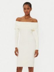 Guess Sukienka dzianinowa W5RK0G Z2YJ2 Écru Regular Fit. Sukienki damskie Guess, s, z aplikacjami, z dzianiny, bez kołnierzyka, bez ramiączek. Za 377.00 zł.