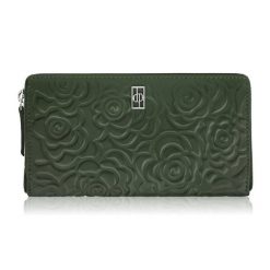 Ciemnozielony portfel damski skórzany z tłoczeniem kwiatowym RFID Paolo Peruzzi AL-13-GB. Zielone portfele damskie Paolo Peruzzi, ze skóry. Za 89.00 zł.