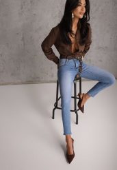 Niebieskie Jeansy Skinny z Bawełną Push-Up Erilessa. Niebieskie jeansy damskie Renee, bez wzorów, z bawełny, eleganckie. Za 89.99 zł.