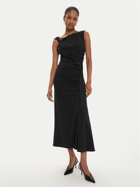 Imperial Sukienka koktajlowa AFATIKP Czarny Slim Fit. Czarne sukienki damskie Imperial, s, bez wzorów, z syntetyku, wizytowe, bez kołnierzyka, bez ramiączek. Za 279.99 zł.