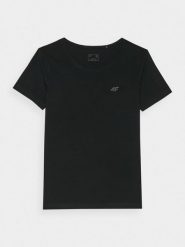 4F T-shirt slim gładki damski - czarny S. Czarne t-shirty damskie 4F, s, bez wzorów, z bawełny, sportowe, bez kołnierzyka, bez ramiączek. Za 39.99 zł.