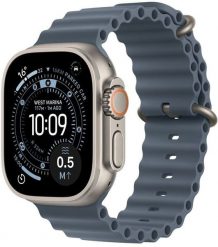 Smartwatch Apple Watch Ultra 3 GPS + Cellular 49mm Natural Titanium / Ocean Band Niebieski (MEWH4ET/A). Niebieskie zegarki smartwatch Apple, bez wzorów. Za 4,327.55 zł.